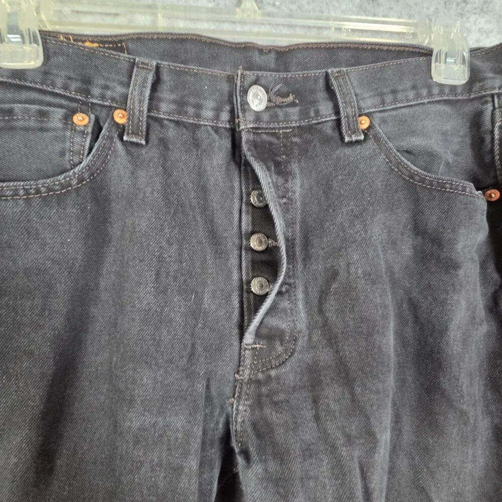 Levi's Men's Button Fly Denim Jeans Black Straight Leg Size 33x32 Classic